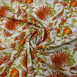 Linen Fabric Suiting Summer Larks Ivory Gold