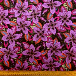 Suiting Fabric Linen Mix Floral Honolulu Blooms Mauve
