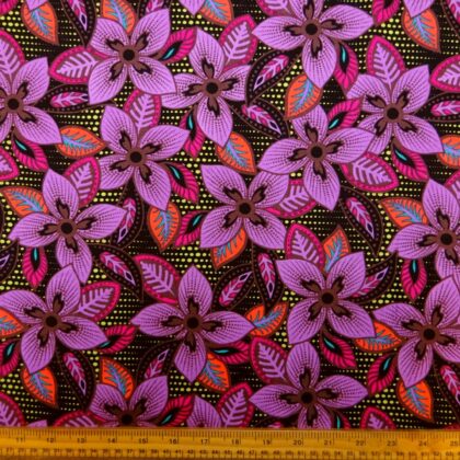 Suiting Fabric Linen Mix Floral Honolulu Blooms Mauve