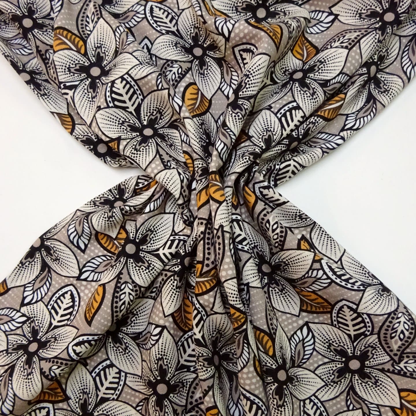 Suiting Fabric Linen Mix Floral Honolulu Blooms Beige/Tan