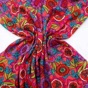 Suiting Fabric Linen Mix Floral Bellagio Blooms Cerise