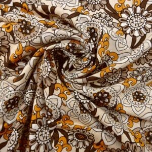 Suiting Fabric Linen Mix Floral Bellagio Blooms Browns