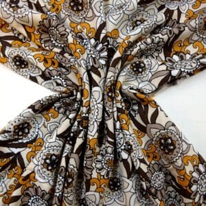 Suiting Fabric Linen Mix Floral Bellagio Blooms Browns