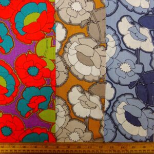 Suiting Fabric Linen Mix Floral Kews Blooms