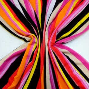 Lycra Fabric Allsorts Stripe Pink/Orange