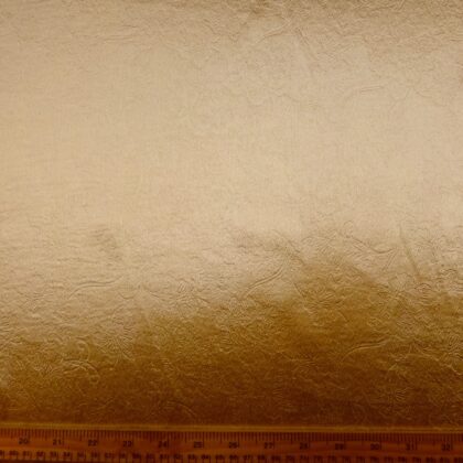 Satin Fabric Embossed Gatsby Flowers Gold Sand
