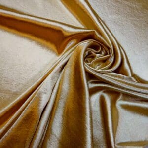 Satin Fabric Embossed Gatsby Flowers Gold Sand
