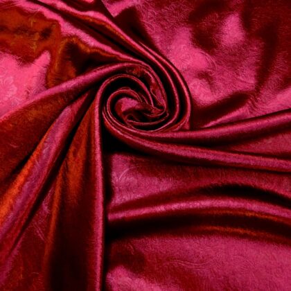 Satin Fabric Embossed Gatsby Flowers Wine