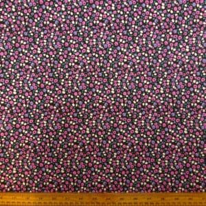 T-Shirting Fabric Louisiana Floral Black Pink Jade