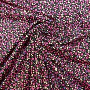 T-Shirting Fabric Louisiana Floral Black Pink Jade