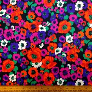 T-Shirting Fabric Marabou Poppy Cerise Orange Black