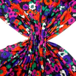 T-Shirting Fabric Marabou Poppy Cerise Orange Black
