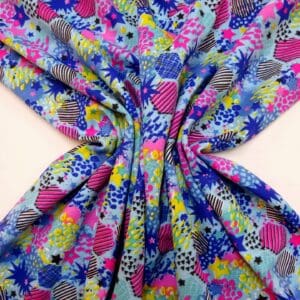 T-Shirting Fabric Starburst Squealer Blue