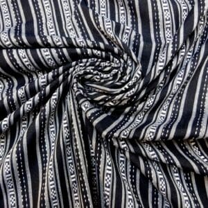 Twill Fabric Woven Aztec Liquorish Navy White