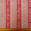 Viscose Fabric Floral Lacy Stripe Terracotta Pink