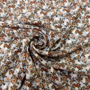 Crinkle Viscose Fabric Floral Pretty Petunias Pale Blue
