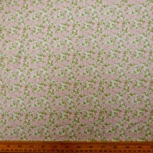 Viscose Fabric Floral Blooms Sage Pink