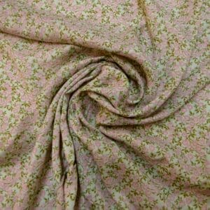 Viscose Fabric Floral Blooms Sage Pink
