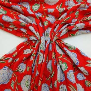 Viscose Fabric Floral Peony Red