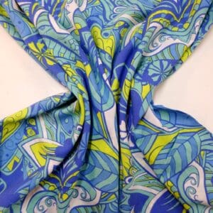 Viscose Fabric Floral Tropical Fiesta Blue/Lime
