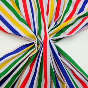 Polyester Cotton Fabric 15mm Stripe Multi Coloured