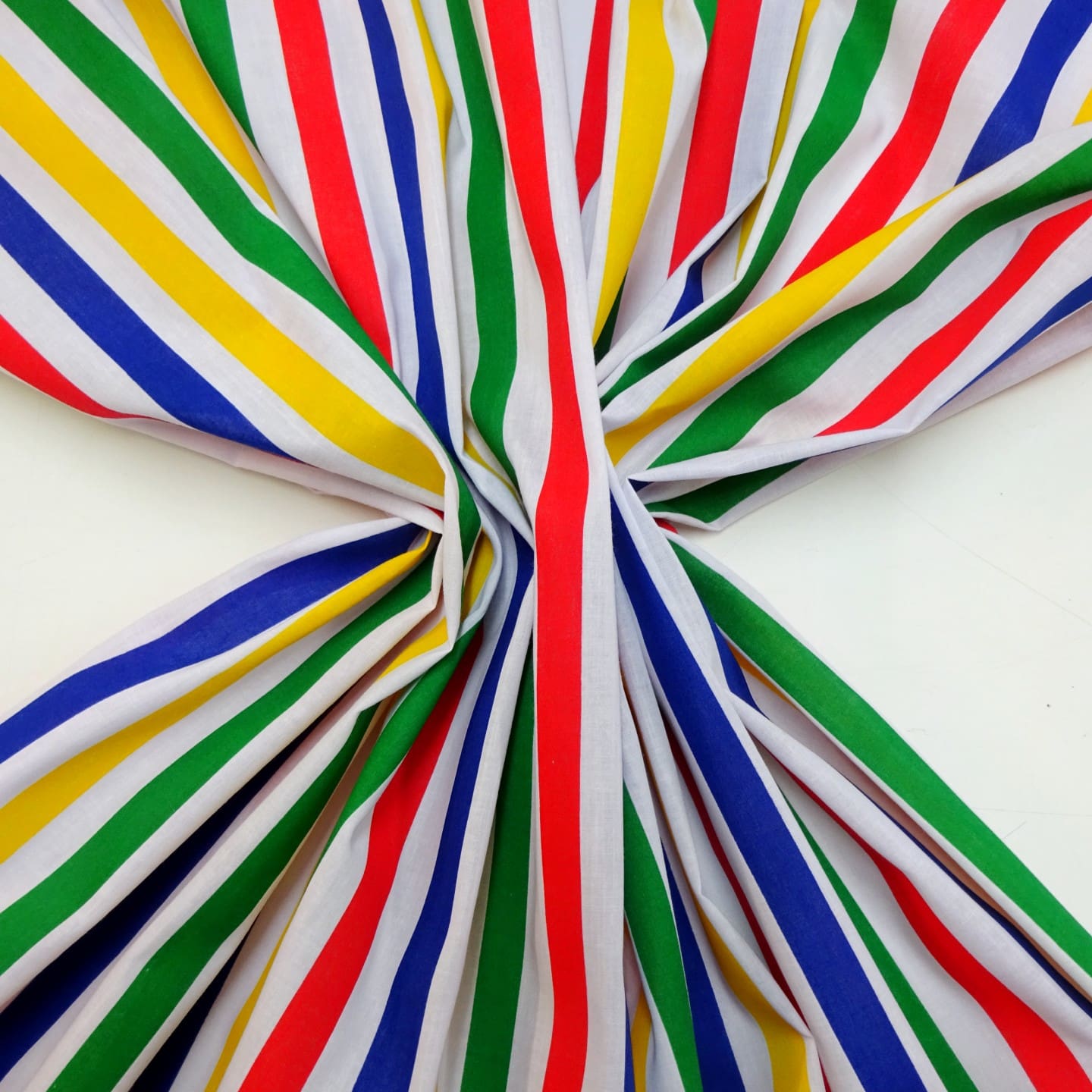 Polyester Cotton Fabric 15mm Stripe Multi Coloured