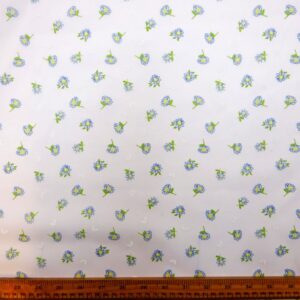 Polyester Cotton Fabric Floral Ooh Petal Blue