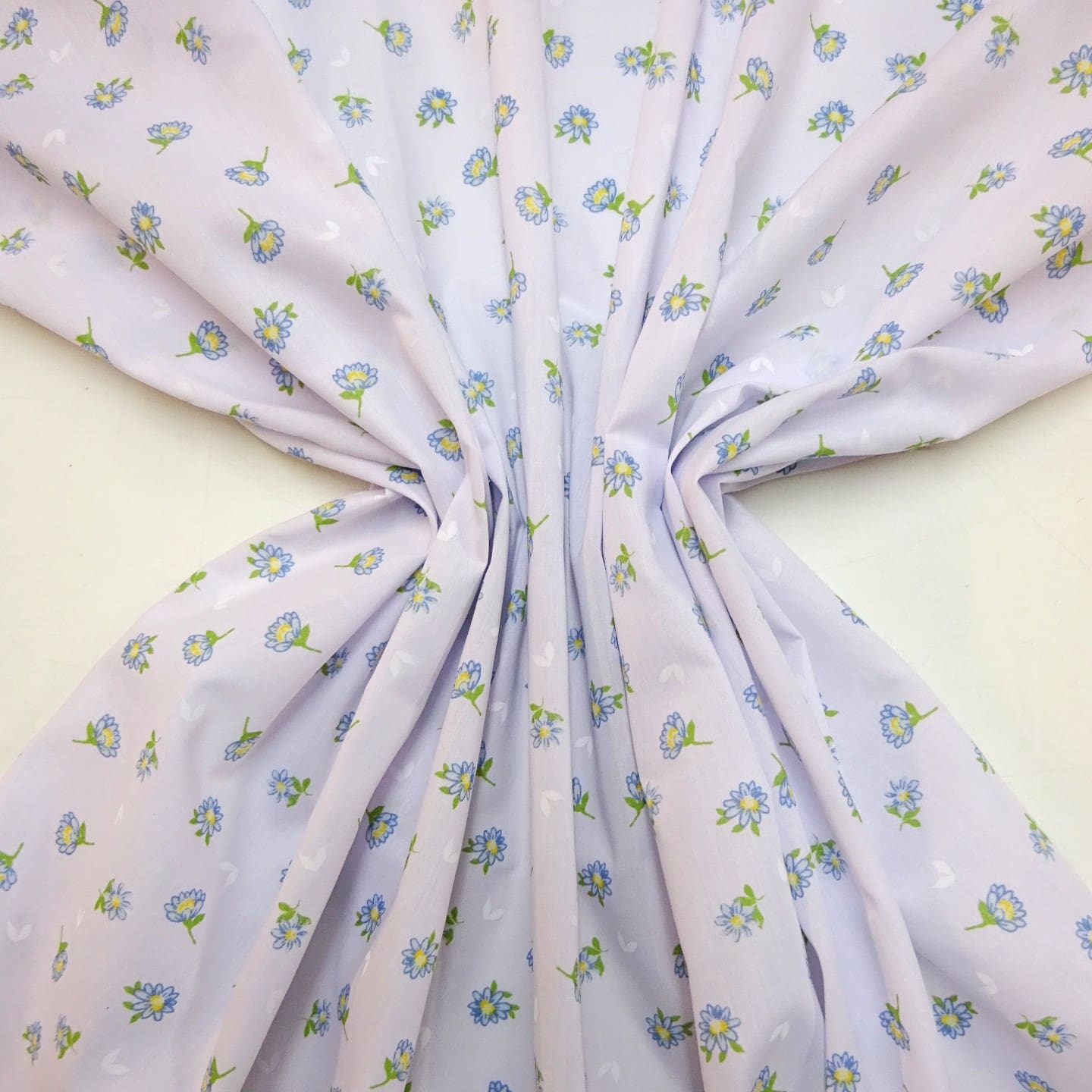 Polyester Cotton Fabric Floral Ooh Petal Blue