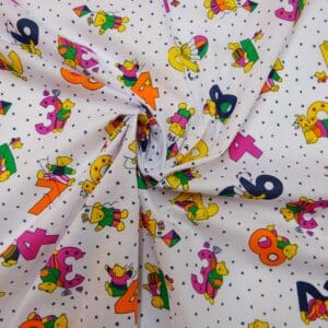 Polyester Cotton Fabric A Number Of Bears Orange