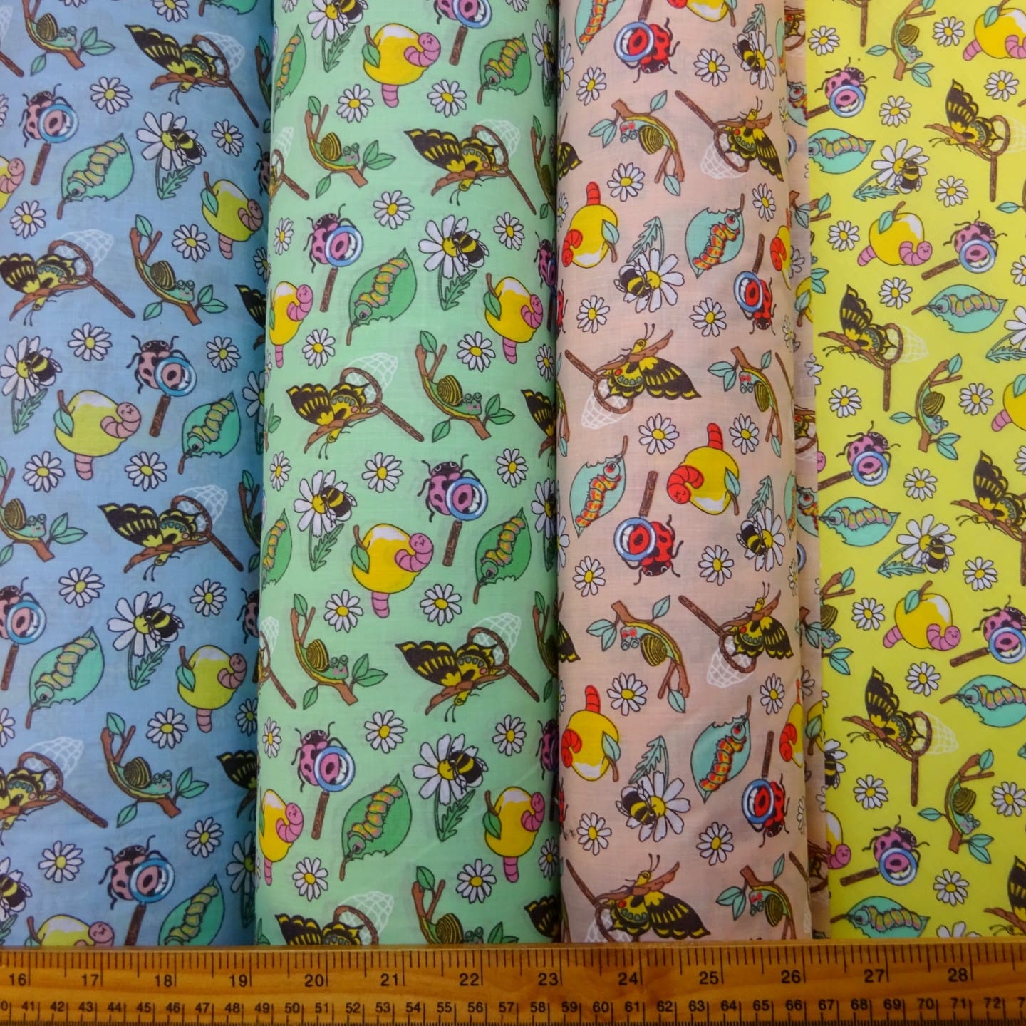 Polyester Cotton Fabric Floral Apple Butterflies
