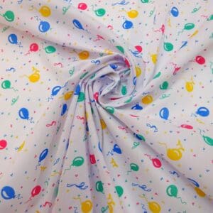 Polyester Cotton Fabric Balloons Multi Turquoise