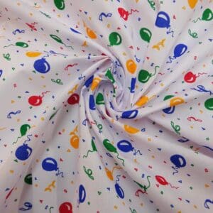 Polyester Cotton Fabric Balloons Multi Royal