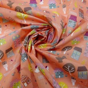 Polyester Cotton Fabric Air B And B Pink