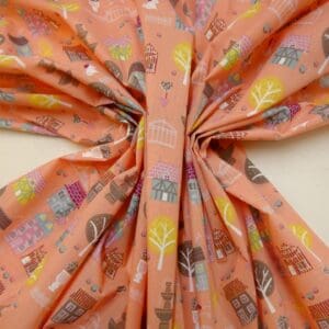 Polyester Cotton Fabric Air B And B Pink
