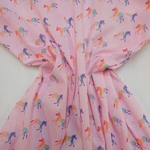 Polyester Cotton Fabric Zebra Multi Pink