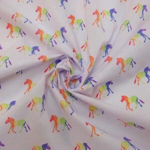 Polyester Cotton Fabric Zebra Multi White
