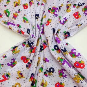 Polyester Cotton Fabric A Number Of Bears Red