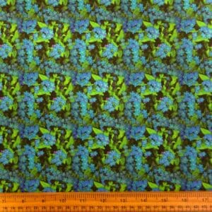 French Cotton Lawn Fabric Soft Finish Blueberry Fleur Turquoise