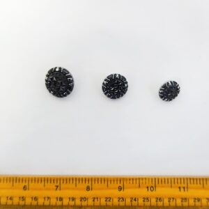 Buttons Black Shanked Silver Encrusted