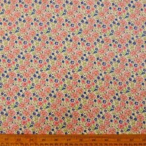 Cotton Print Fabric Floral Miss Lucy Pink Blue