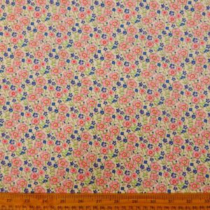 Cotton Print Fabric Floral Miss Lucy Pink Blue