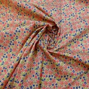 Cotton Print Fabric Floral Miss Lucy Pink Blue