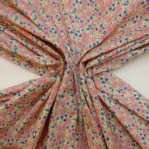 Cotton Print Fabric Floral Miss Lucy Pink Blue
