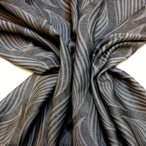 Curtain Fabric Intertwined Lines Satinised Texture Black Grey