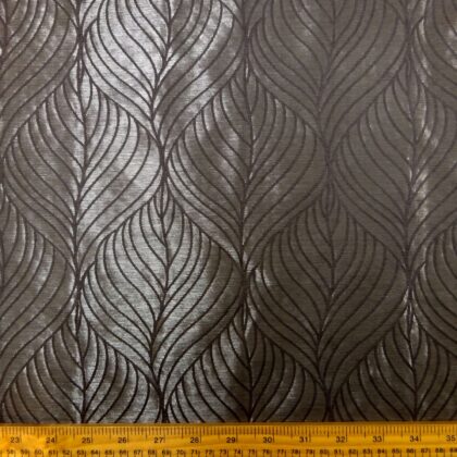 Curtain Fabric Intertwined Lines Satinised Texture Black Grey