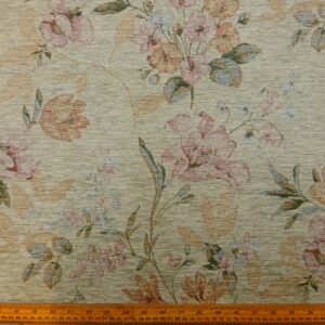Curtain Upholstery Fabric Chenille Olde Garden Pink Green
