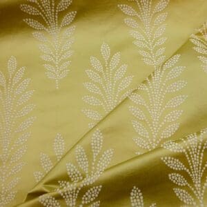 Curtain Fabric Sprigs Eclipse Maize Yellow Ivory