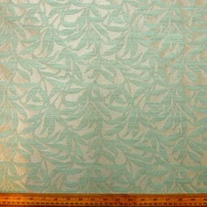 Curtain Fabric Satinized Frothy Ferns Aqua Grey