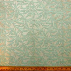 Curtain Fabric Satinized Frothy Ferns Aqua Grey