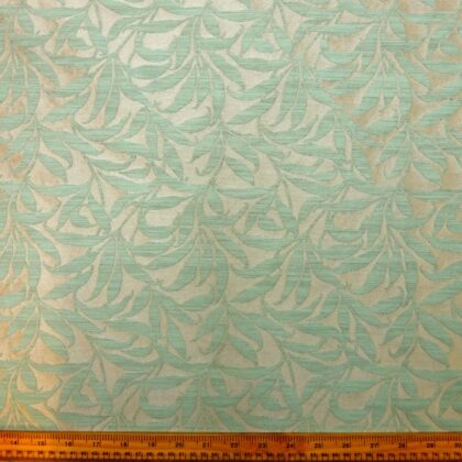 Curtain Fabric Satinized Frothy Ferns Aqua Grey